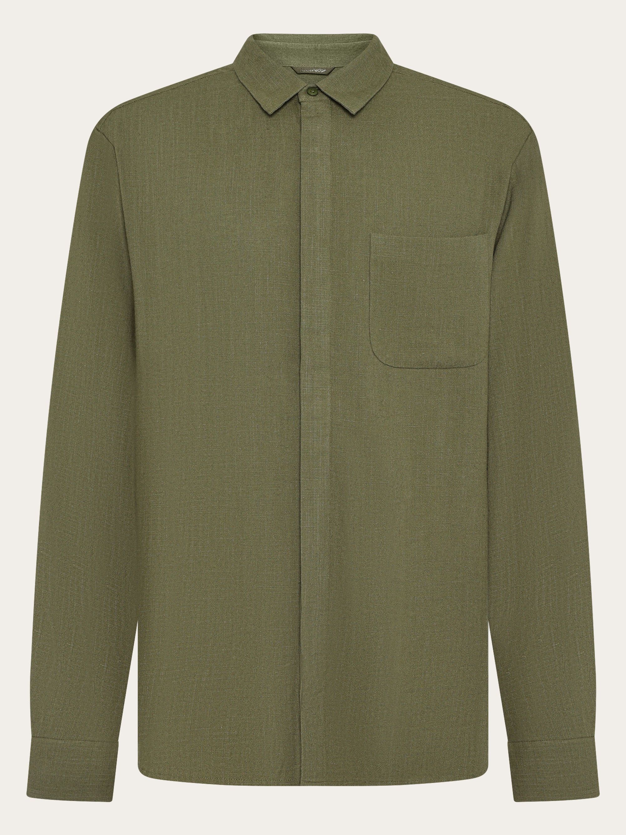 Hemd aus ECOVERO und Bio-Leinen | Grün "Linen-mix shirt - burned olive", Knowledge Cotton Apparel, Foto 1