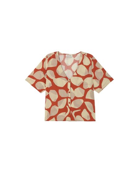 Blouse en ecovero | rouge "leaf light libelula blouse", Thinking Mu, photo 5