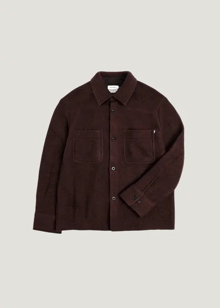 Surchemise en laine et coton bio | marron "Relaxed overshirt - rosewood brown", Rotholz, photo 5