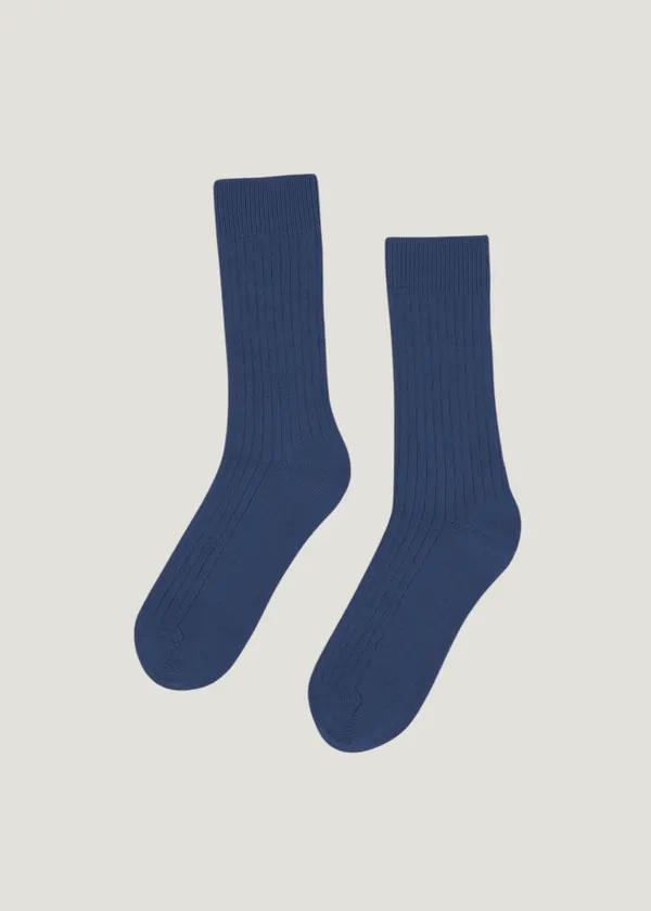 Chaussettes en laine mérinos recyclée | bleu "merino wool blend sock - petrol blue", Colorful Standard