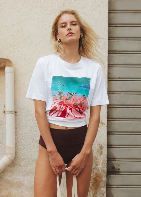 T-shirt en coton bio | blanc "T-shirt vadstena deck chairs white - white" - Dedicated