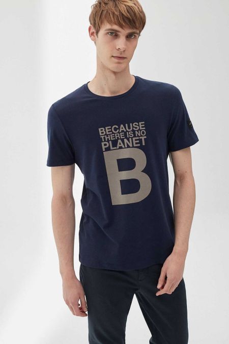 T-shirt imprimé bleu marine en polyester et coton recyclés - natal great b