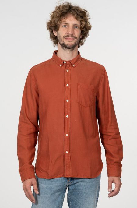 Chemise rouille en tencel et coton bio - larch arabian spice, Knowledge Cotton Apparel, photo 2