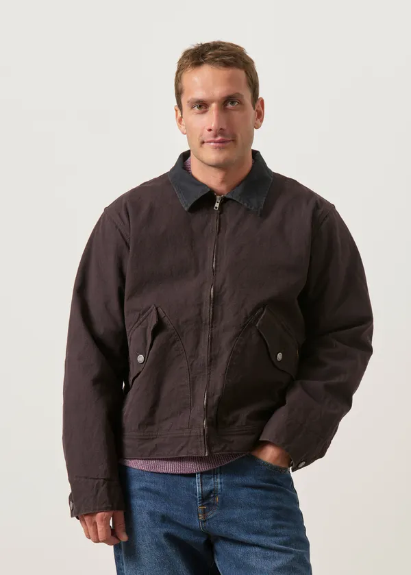 Veste zippée en coton bio | marron "Blake zip jacket duck canvas - dark-brown", Nudie Jeans