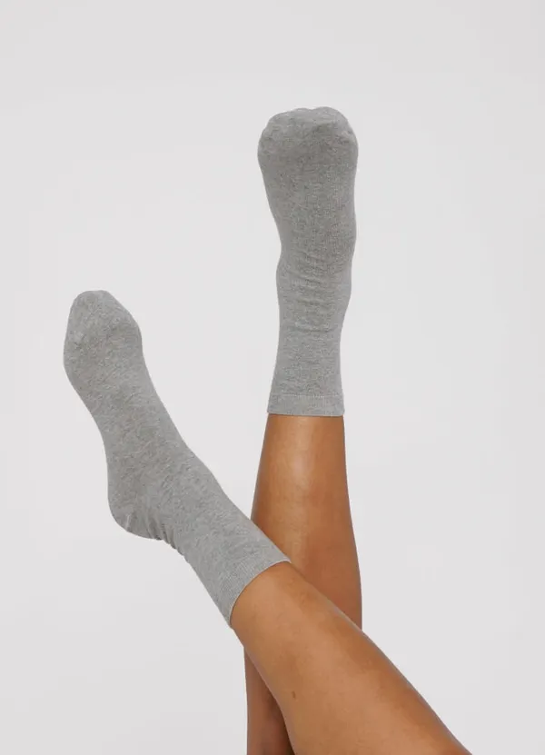 Pack 2 paires de chaussettes hautes en coton bio | gris "core socks 2-pack - grey melange", Organic Basics