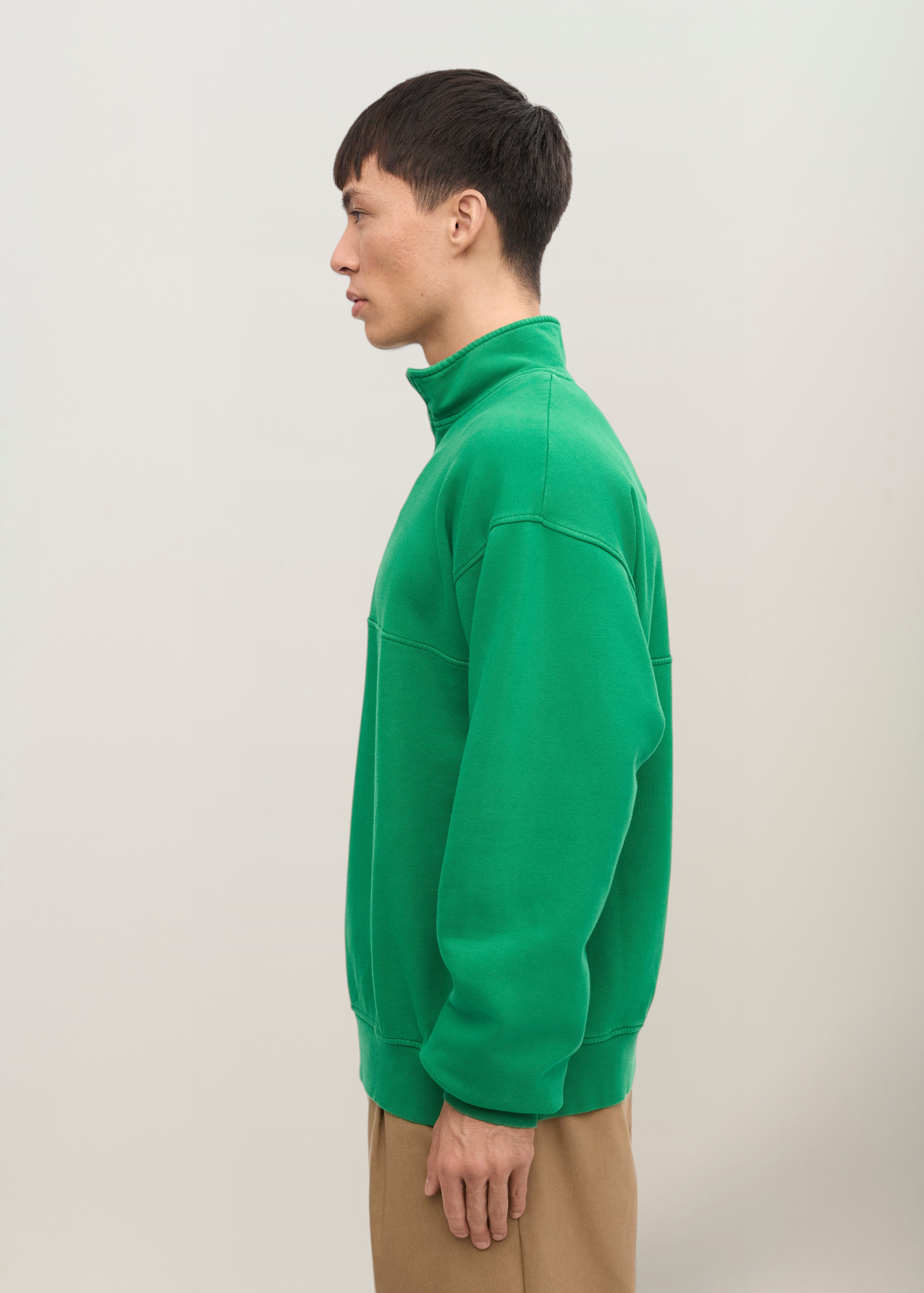 Sweat col zippé en coton biologique | vert "organic quarter zip - kelly green", Colorful Standard, photo 4