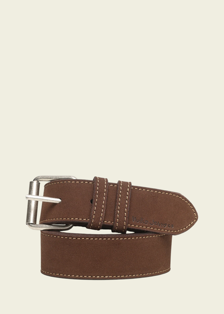 Ceinture en cuir suède tannage végétal | marron "pedersson suede belt - dark brown" - Nudie Jeans