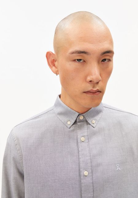 Chemise en coton bio | bleu "Quaasa longsleeve shirt tinted navy - tinted-navy" - Armedangels