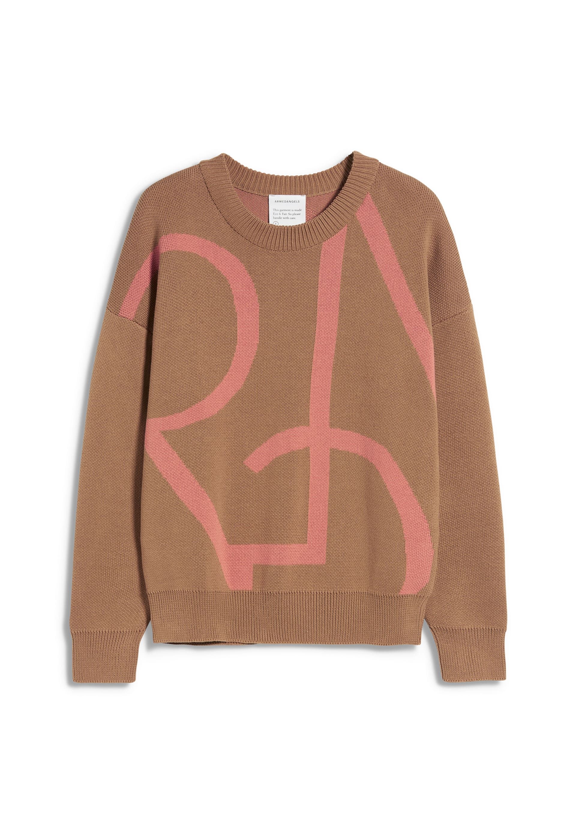 Pull bicolore en coton bio - maniaa logomania smoky almond-pink maple, Armedangels, photo 5