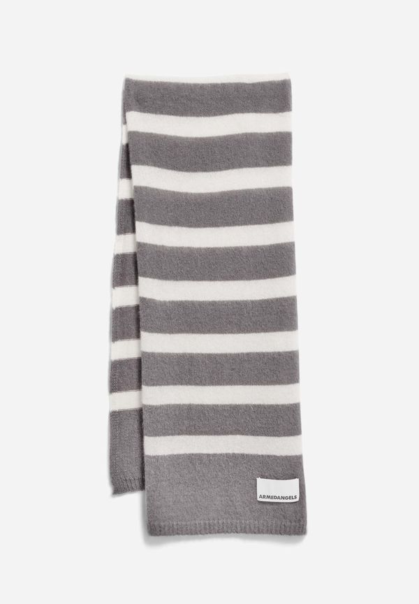 Schal aus Bio- und recycelter Wolle | Grau "yukinaa stripes - iron cast-oatmilk", Armedangels