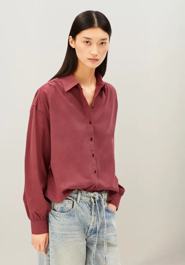 Chemise ample en coton bio | bordeaux "Efinaraa flanell blouse - velvet ember", Armedangels