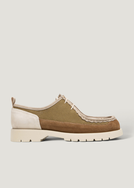 Derbies made in france en cuir certifié | "bastille cord marron, kaki, ecru", Kleman, photo 1