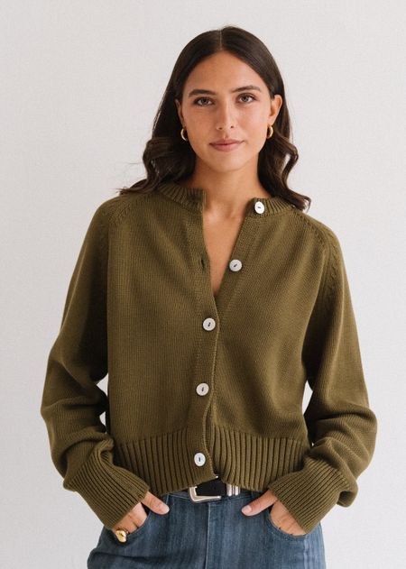 Gilet en coton bio | olive "sivia - woody olive" - Jan'n June