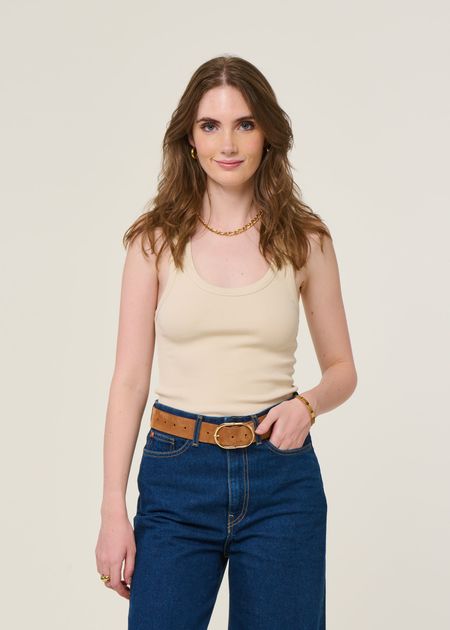 Débardeur côtelé en coton bio | blanc "ivory white" - Colorful Standard