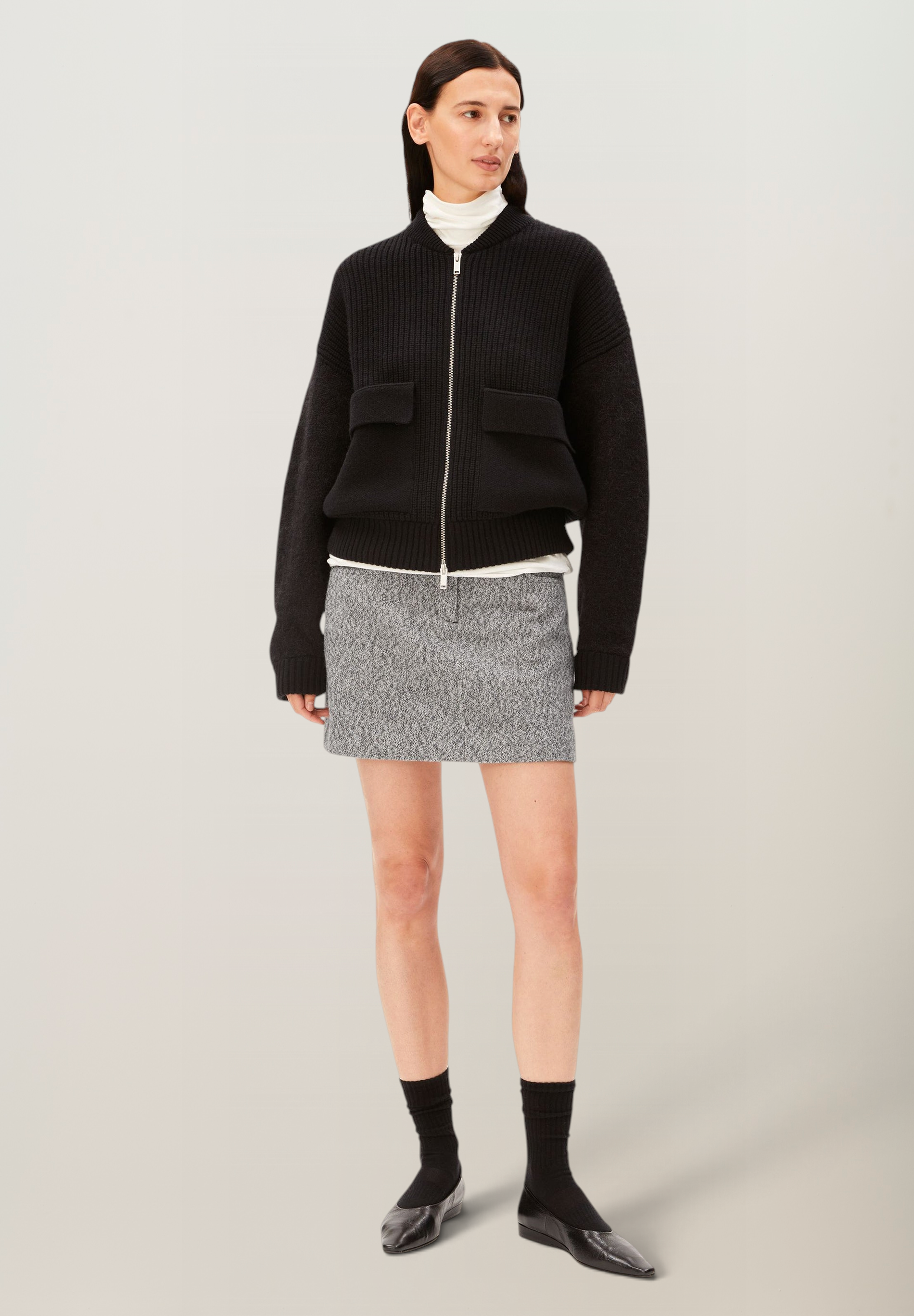 Jupe tweed en coton bio | gris chiné, Armedangels, photo 4