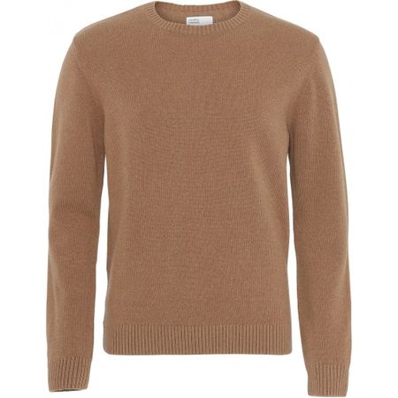Pull col rond camel en laine mérinos recyclée - sahara camel