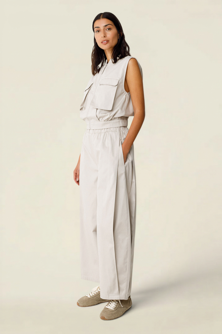 Pantalon ballon en coton bio | beige "pantalon aine-gots" - SKFK