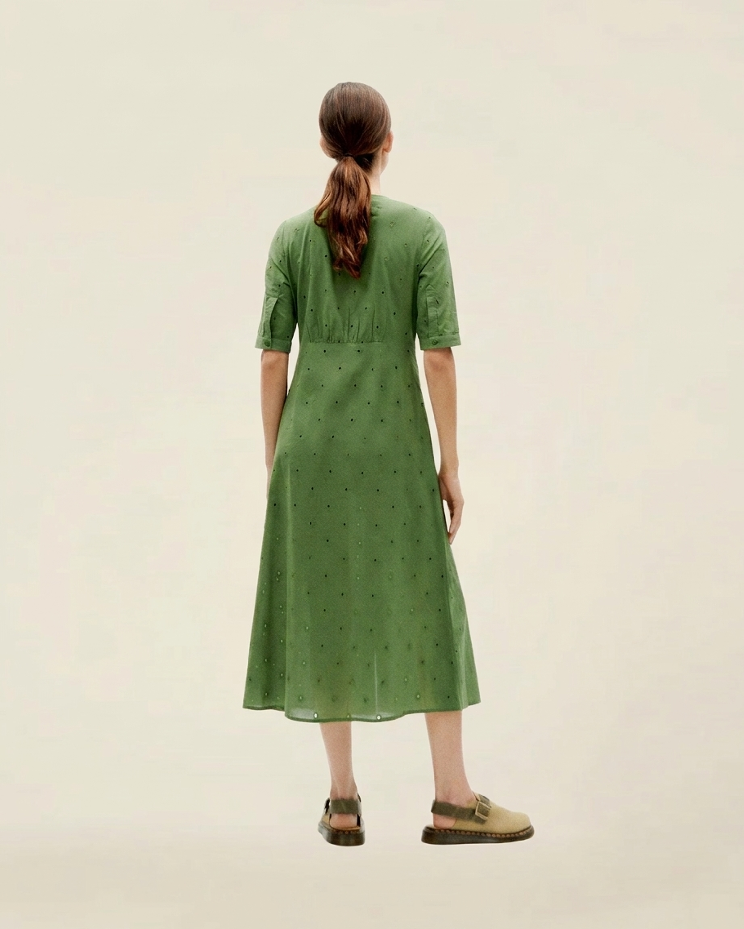 Robe à motifs en coton bio | vert "cactus shiffli camelia dress", Thinking Mu, photo 4