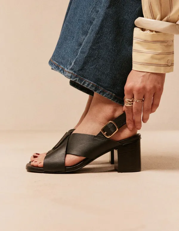 Sandales en cuir certifié | noir "dea - cuir noir", Odaje ex M.Moustache