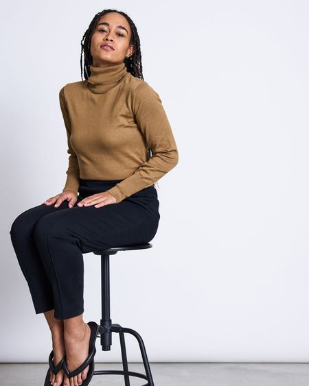 Col roulé marron en coton bio - elsa walnut