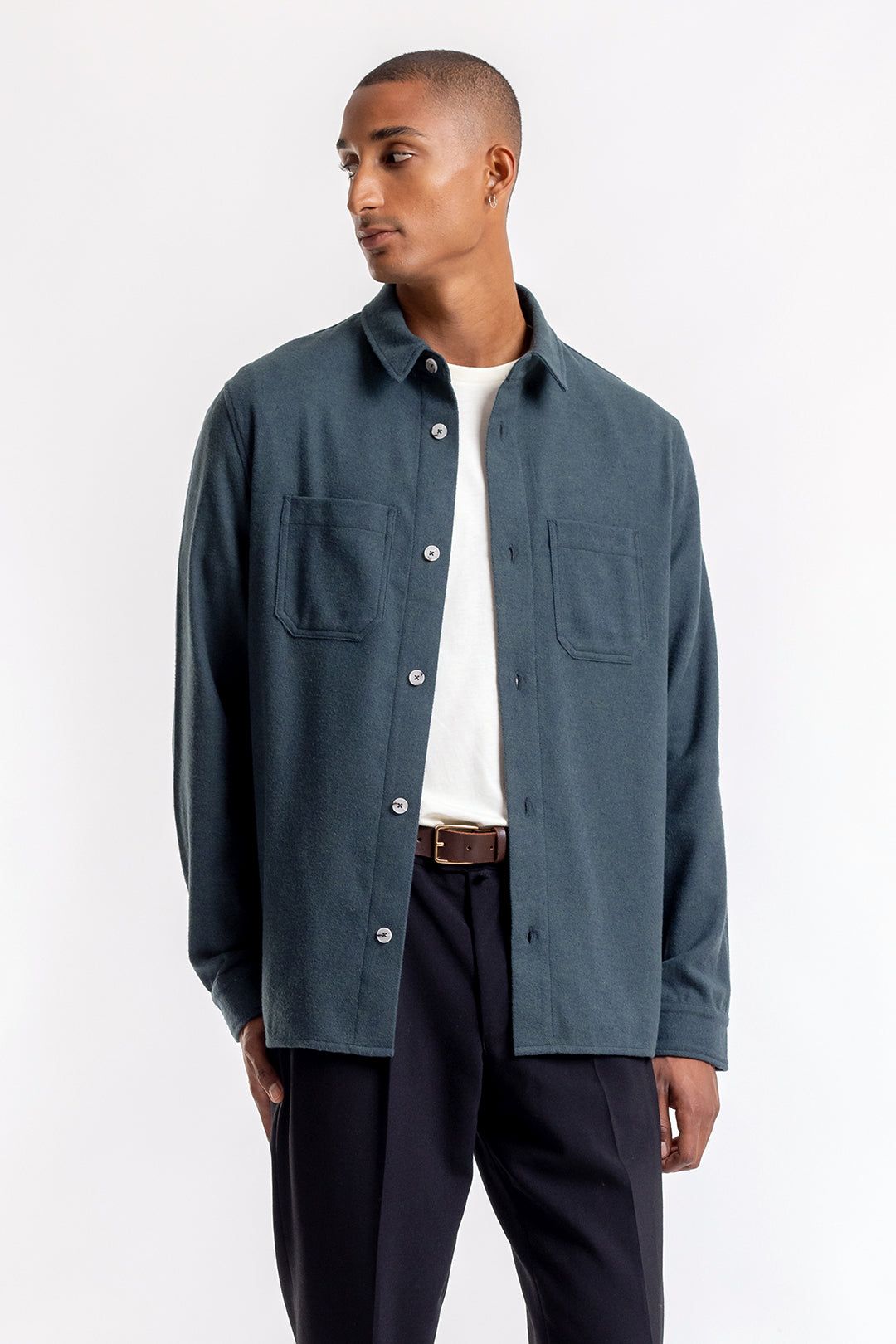 Chemise en flannelle verte en coton bio - casual shirt green speckle, Rotholz, photo 1