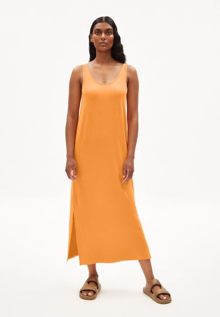 Robe longue orange en ecovero - maeliaa solid mangorange