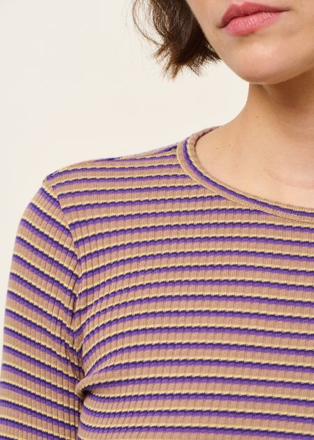 T-shirt manches longues côtelé upcyclé | violet - WeDressFair