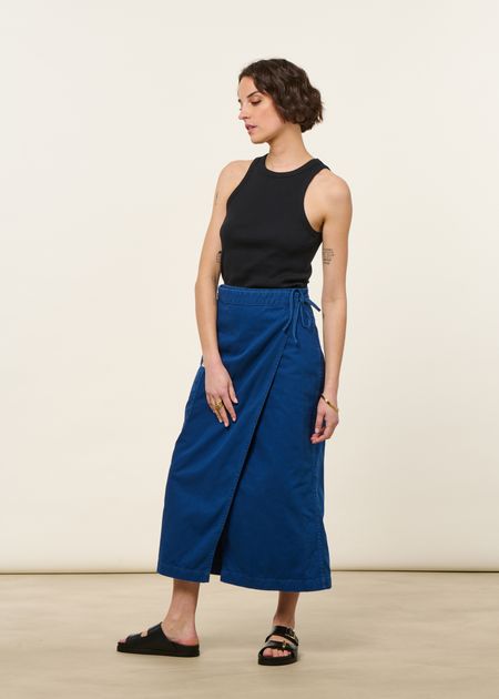 Wickelrock aus Bio-Baumwolle | Blau Fischgrat "irma skirt herringbone - blue", Nudie Jeans, Foto 6
