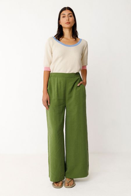 Pantalon palazzo en tencel | vert "klodin trouser - vert foncé" - SKFK