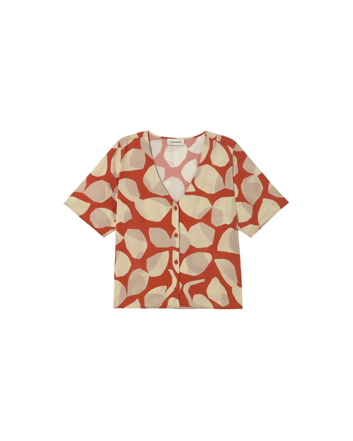 Blouse en ecovero | rouge "leaf light libelula blouse", Thinking Mu, photo 5