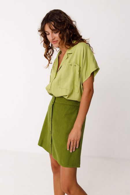 Jupe en lin et coton bio | vert "falda iragi - dark green" - SKFK