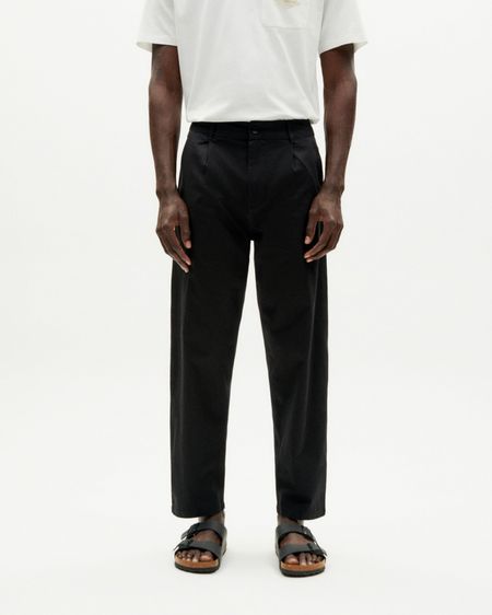 Pantalon droit à pinces en coton bio | noir "light moero light pants black"
