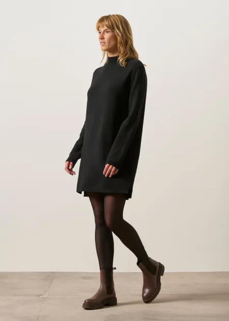 Robe courte maille col montant noir, WeDressFair