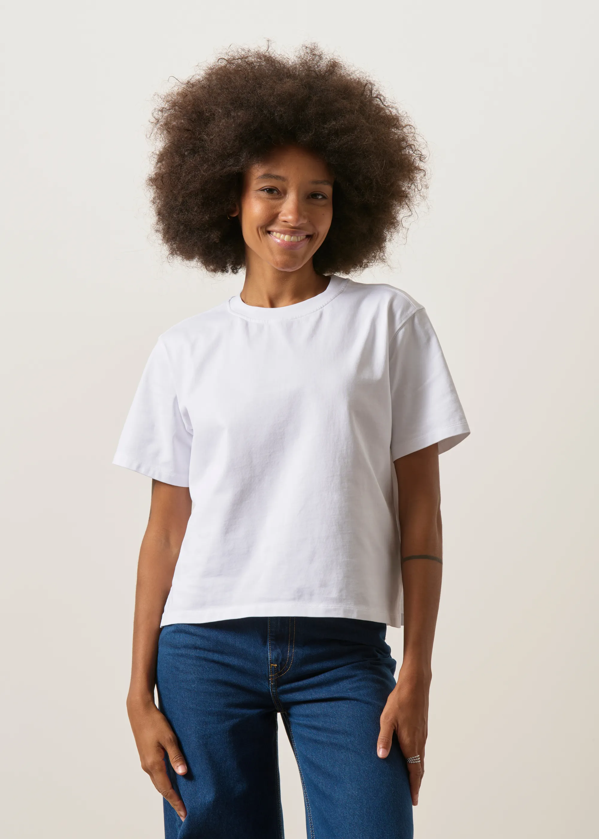 T-shirt boxy en coton bio | blanc, WeDressFair, photo 1