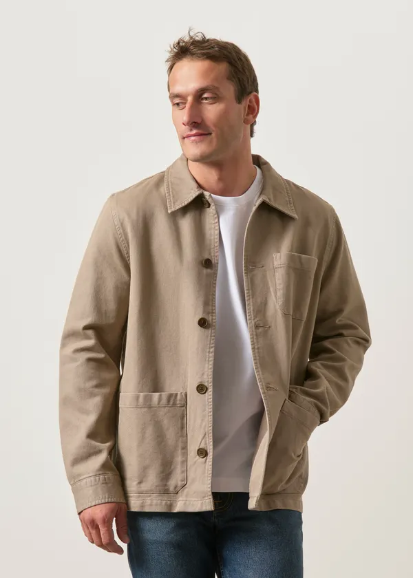 Veste de travail en coton bio | taupe "Barney worker jacket - mud", Nudie Jeans