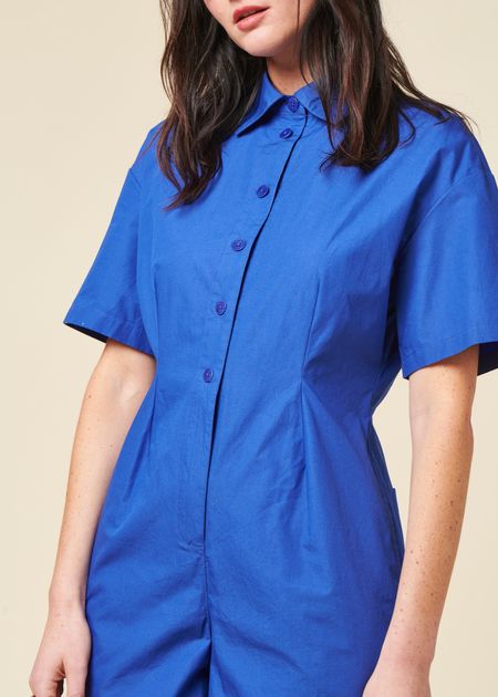 Combinaison en coton bio | bleu "indigo roberta jumpsuit - blue", Thinking Mu, photo 2