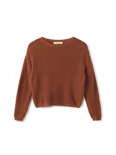 Pull en maille de coton bio | marron "teresa open work knit roof"