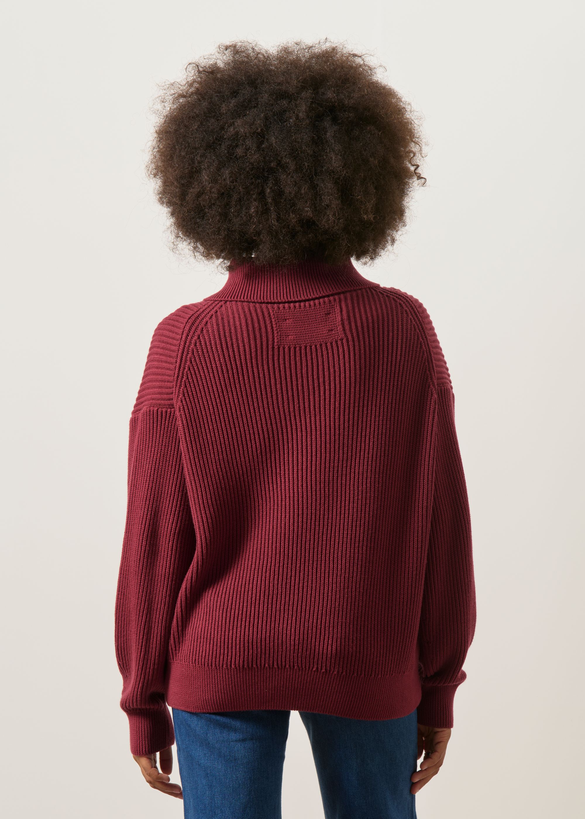 Pull camionneur en coton bio | bordeaux "Vanisé rib knit troyer - velvet red", Armedangels, photo 5