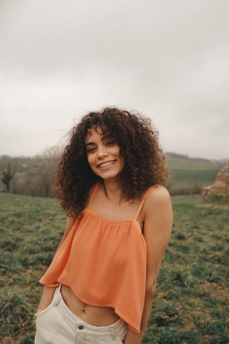 Top court ample orange en tencel - leonie