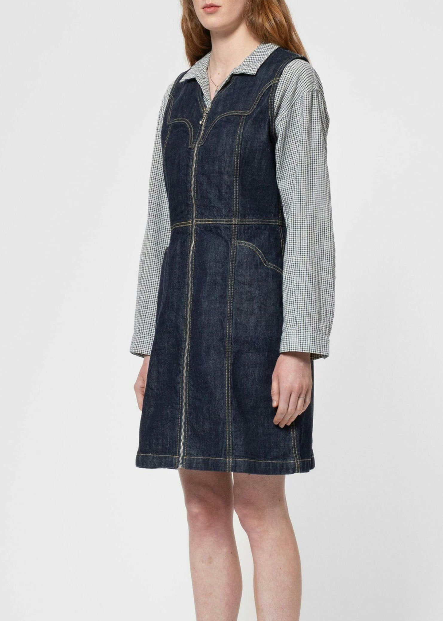 Robe denim en coton bio | brut "ina denim dress one wash dark blue", Nudie Jeans, photo 1
