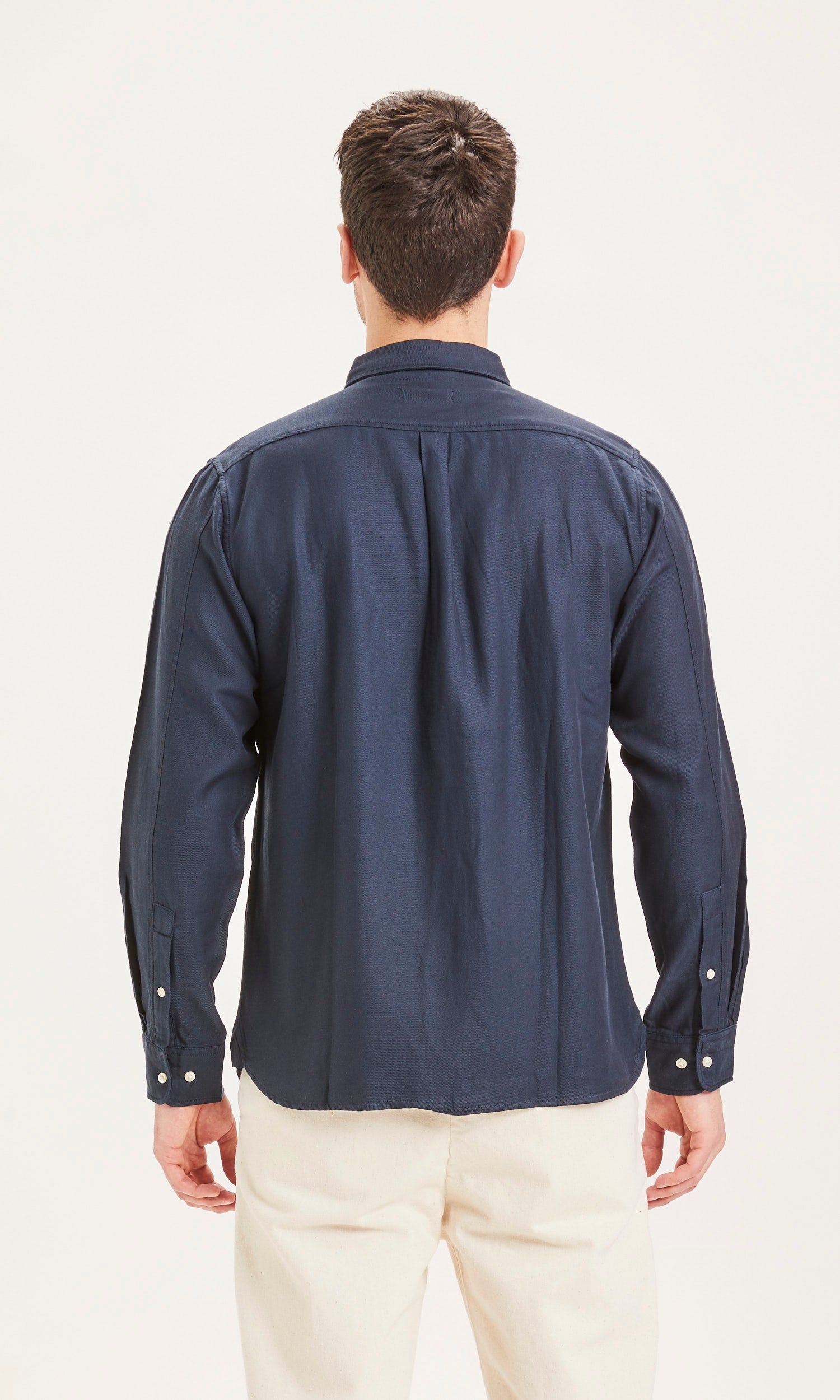 Chemise bleue en tencel et coton bio - larch dark denim, Knowledge Cotton Apparel, photo 3