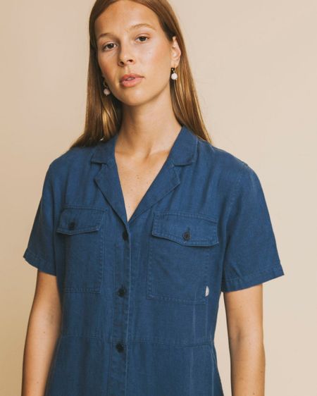 Robe bleu canard en chanvre, coton bio et tencel - karen, Thinking Mu, photo 3