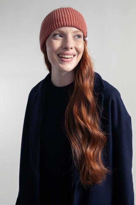 Bandeau en cachemire recyclé | rose "fascia lara - rosa pompelmo"