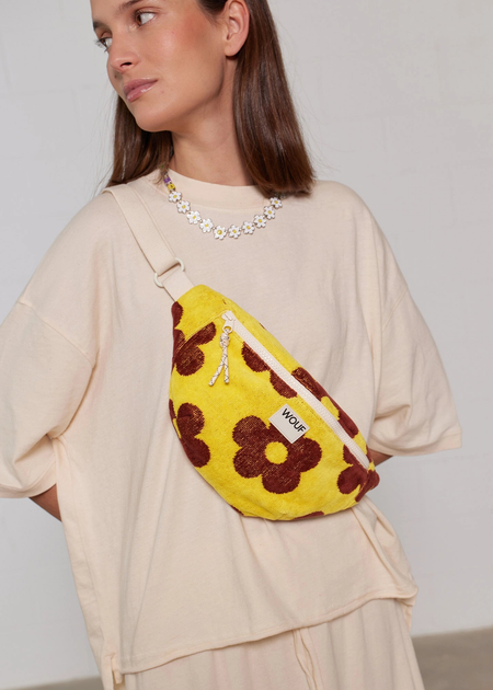 Banane en éponge en coton bio | marron et jaune "Phi phi waistbag - multicolor" - Wouf