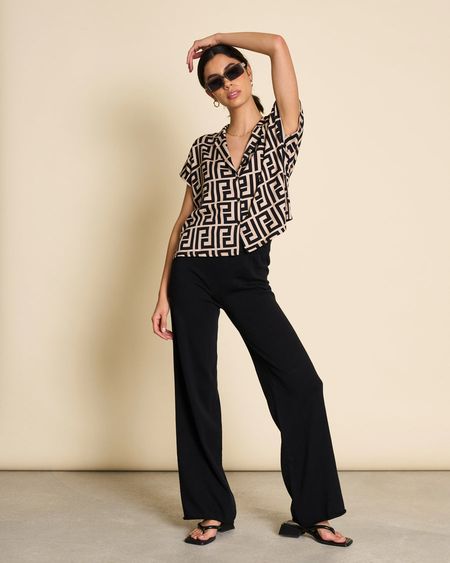 Chemise à motifs en ecovero - blouse tierra meander print