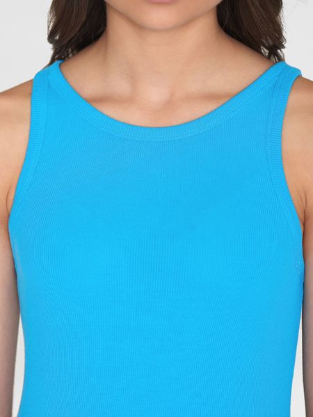 Débardeur côtelé en coton bio | bleu "racer rib top malibu blue" - Knowledge Cotton Apparel