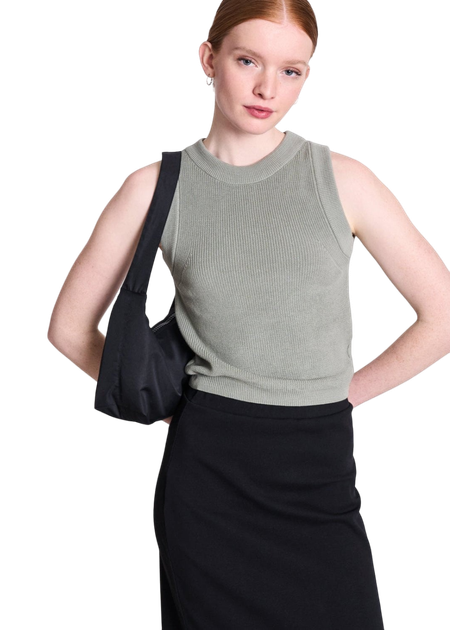 Pull sans manches en maille de coton bio | vert "garda muted sea spray"