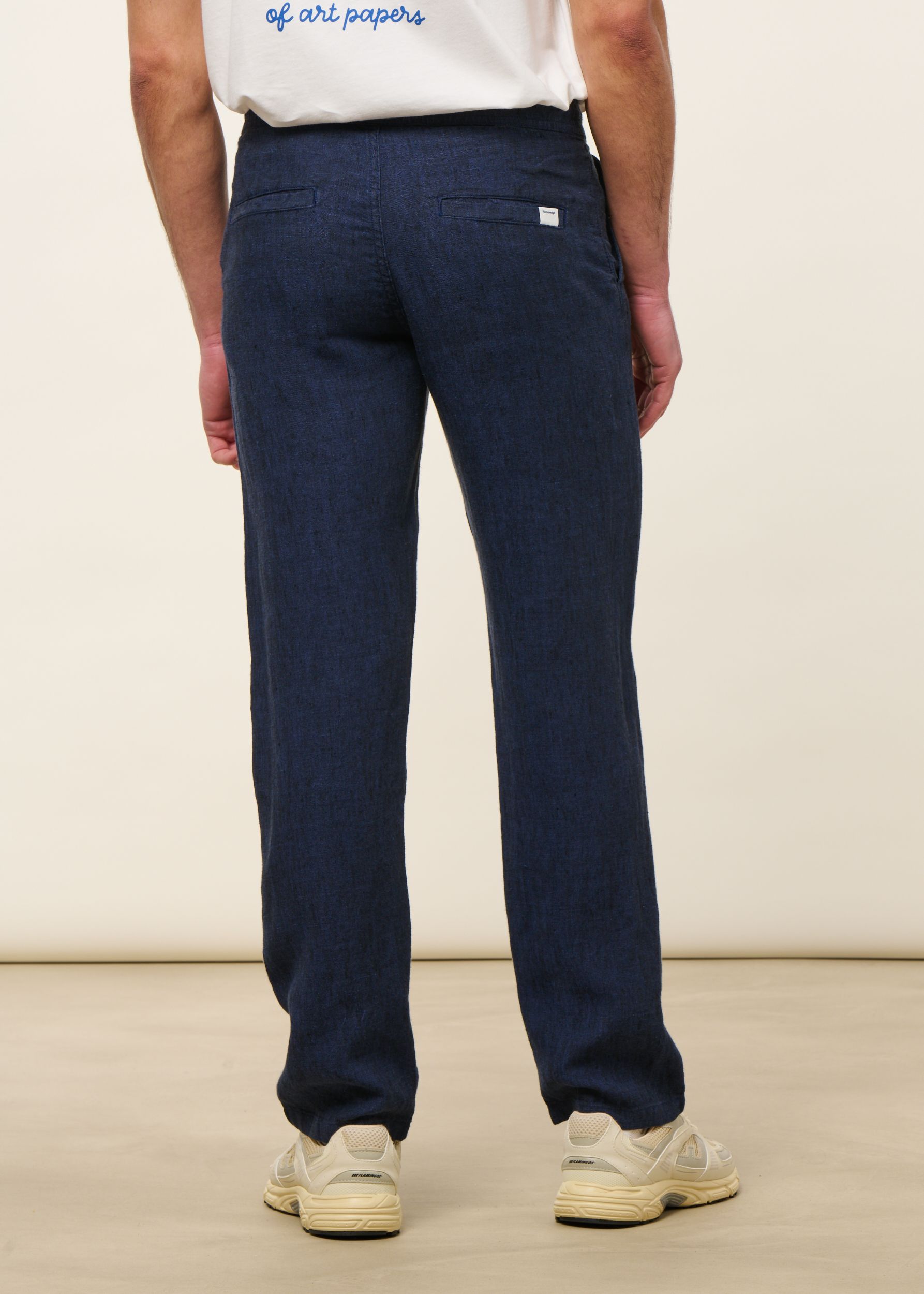 Pantalon léger en lin bio | marine "loose linen pant total eclipse", Knowledge Cotton Apparel, photo 3