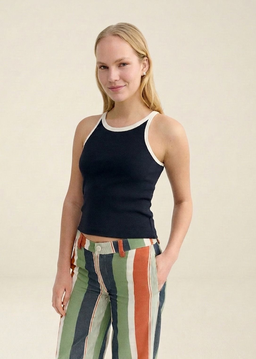 Tanktop aus Bio-Baumwolle | Marine "navy pannacota contrast harriet top", Thinking Mu, Foto 3