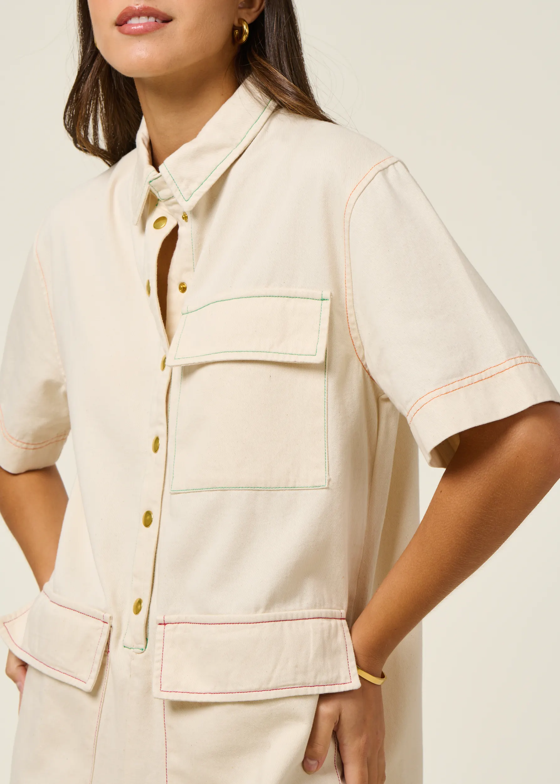 Combinaison denim léger en coton bio | etreinte - écru, Graine, photo 2